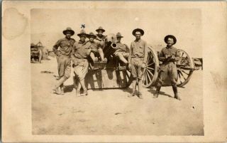 Rppc 1917.  Ft Bliss,  U.  S.  Military Men Posing.  Postcard Db11