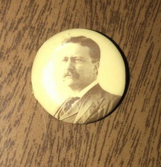 Vintage 1904 Campaign Pin Button Theodore Teddy Roosevelt - Photo Jewelry Mfg Co