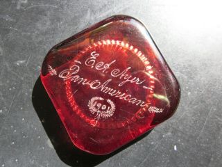 Vintage Pan American Exposition 1901 Antique Red Glass Paperweight Buffalo N Y