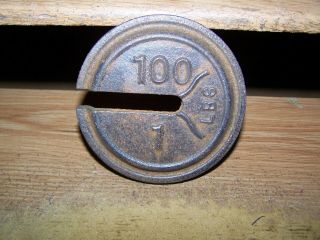 Vintage Scale Weight Fairbanks Morse Scale Weight Stamped 1 Pound And 100