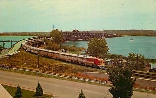Fred Harvey Postcard Santa Fe Railroad Bridge,  Mississippi River Ft Madison Iowa