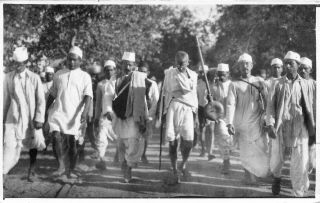 1967 India Postmark On Real Photo Postcard Of Ghandi " Salt March "