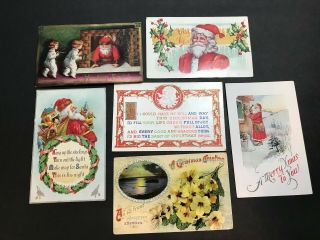 Antique Christmas Postcards Santa Claus (hands Up Santa) A Merry Xmas