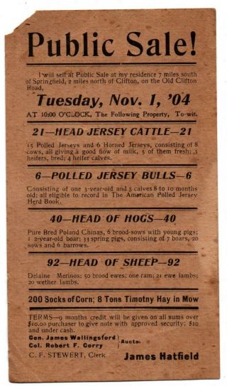 Oh Ohio Springfield Clifton Road Clark County Public Ad Flyer 1904