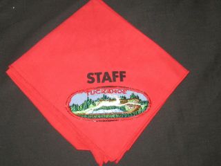 Camp Tuckahoe Early 1950s Red Staff Neckerchief With Patch Eb13