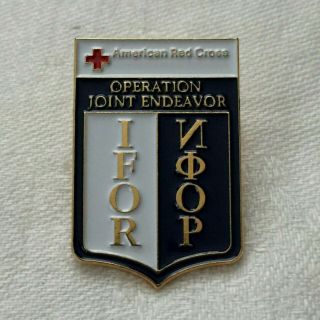 American Red Cross Operation Joint Endeavor Ifor Bosnia Military Peace Lapel Pin