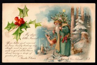 Vintage Christmas Postcard - Santa Answering A Letter