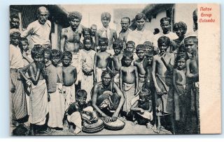 Sri Lanka Ceylon Colombo Native Group Village Children Vintage Postcard D66