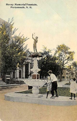 Portsmouth,  Nh Hampshire Hovey Memorial Fountain Children C1910 