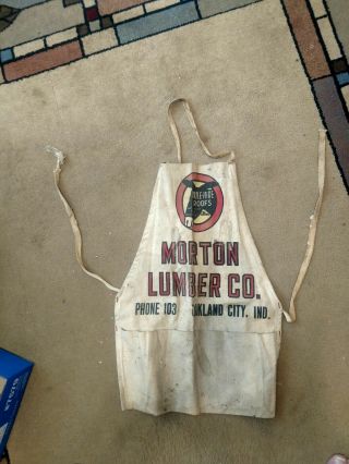 Vintage Cloth Nail Pouch / Apron - Mulehide Roofs - Morton Lumber - Oakland City,  In