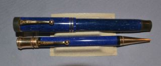 Parker Duofold Lucky Curve Sr.  Fountain Pen Set Lapis Lazuli Blue C1929
