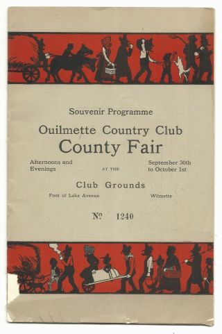 Ouilmette Illinois Wilmette Country Club County Fair Souvenir Program,  1910