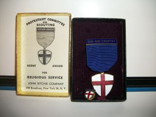 God And Country Scouting Award For Religious Service Medal And Pin