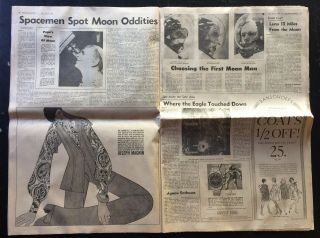 MEN ON MOON San Francisco Chronicle,  July 21,  1969 Newspaper Apollo Landing 6