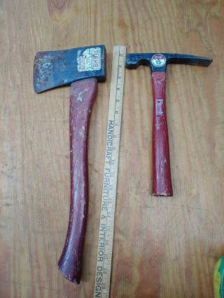 Vintage Plumb Hammer Hatchet Camping Axe Wood Tool America Usa Pair Set Of 2
