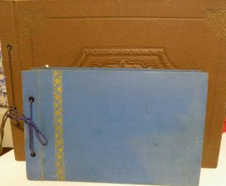 Set Of 2 Vintage Photo Albums Black Pages - Blue 7x11 Brown And 11x15 Empty Page