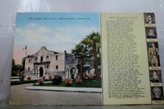 Texas Tx San Antonio Alamo Postcard Old Vintage Card View Standard Souvenir Post