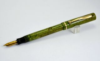 Antique Sheaffer Lifetime Green Jade Celluloid Fountain Pen,  Usa (ref X4136)