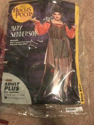 Hocus Pocus Mary Sanderson Costume With Wig Size 2x (22 - 24)