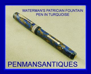 CIRCA 1929 WATERMAN ' S PATRICIAN FOUNTAIN PEN IN TURQUOISE 9