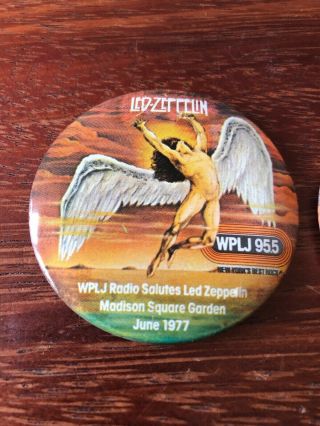 Led Zeppelin Pin Button WPLJ Concert NYC Radio Vintage 1977.  (2 Pins/Buttons) 2