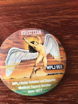 Led Zeppelin Pin Button WPLJ Concert NYC Radio Vintage 1977.  (2 Pins/Buttons) 3