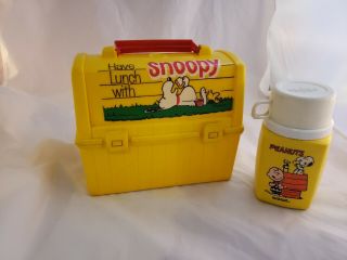 Vintage 1968 Peanuts Have Lunch With Snoopy Lunch Box & Thermos