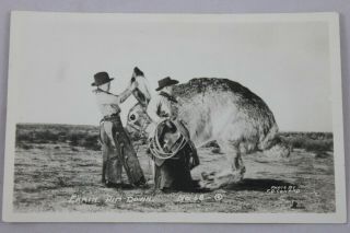 F.  D.  Conard Rppc Earin Him Down Giant Bunny Rabbit Western Real Picture Postcard