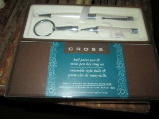 Cross Ballpoint Pen With Key Ring Mini Pen Set With Gift Box Metal Barrel