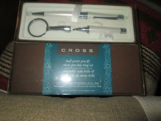 CROSS Ballpoint Pen with Key Ring Mini Pen Set With Gift Box Metal Barrel 4