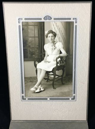 Antique Vintage B/w Photo In Cardboard Frame Young Woman Columbus Wi Wisconsin