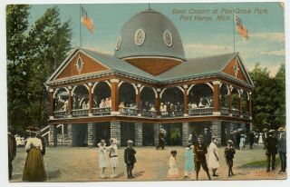 Band Concert Port Huron Mi Vintage Postcard To Purple Hill On 1913