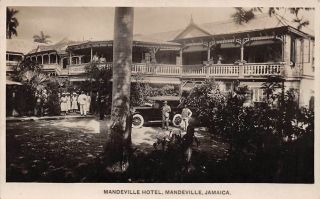 Jamaica Mandeville Hotel,  Car,  People,  Real Photo Pc C.  1920 - 1930 