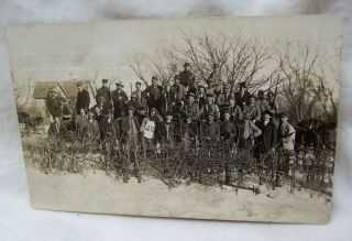 1912 Salina Kansas Men & Boys W/ Shotguns Coyote Hunting Party Rppc