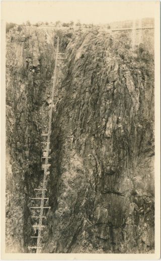 Rppc Photo Postcard Incline Railway & Bridge At Royal Gorge Colorado 1930s - 1940s
