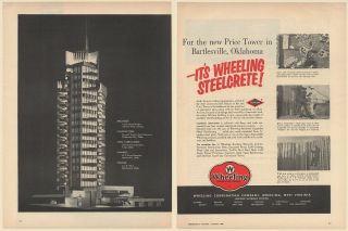 1955 Frank Lloyd Wright Price Tower Bartlesville Ok Wheeling Steelcrete 2 - Pg Ad