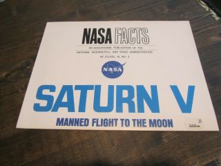 Vintage Nasa Book Pamphlet Saturn V Poster Rare Nf - 33 Nasa Facts