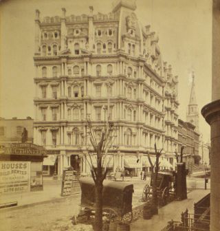 Vintage A.  J.  Fisher Stereoview Gilsey House,  1200 Broadway,  York City