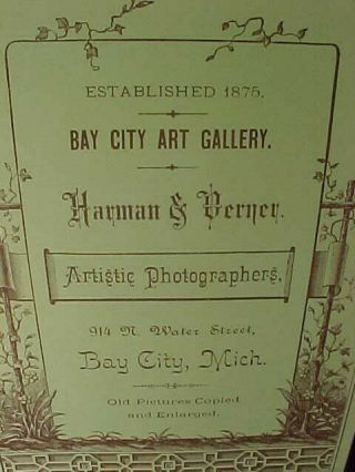 19thc THEATER GROUP Actors CABINET CARD Studio PHOTO from BAY CITY Michigan 2