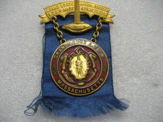 . Medal Masonic Grand Lodge Aouw 1908 Massachusetts