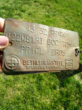 1963 BETHLEHEM STEEL,  SPARROWS POINT,  MARYLAND - 4 Vintage Factory Tags,  WIRE 2