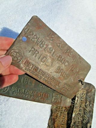 1963 BETHLEHEM STEEL,  SPARROWS POINT,  MARYLAND - 4 Vintage Factory Tags,  WIRE 7