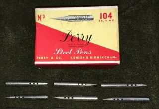 (six Nib Pack) Perry 104 Ef Vintage Pen Nibs.  The Ultimate British Made Nib.