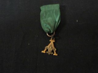 Scouters Training Award Medal Solid Green Ribbon,  Gold Fdl Es