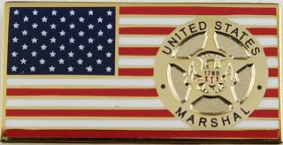 US Marshals Service Badge American Flag Lapel Hat Pin 6 - Pack 2