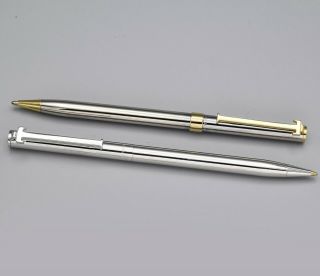 Tiffany & Co.  Silver & Gold Tone T Clip Twist Ball Point Pen Set of 2 45.  7 Grams 2