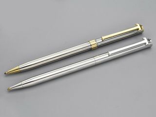 Tiffany & Co.  Silver & Gold Tone T Clip Twist Ball Point Pen Set of 2 45.  7 Grams 4