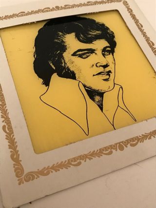 Elvis Carnival Prize Glass Mirror Style Cardboard Yellow Etching Image Rock Star 2