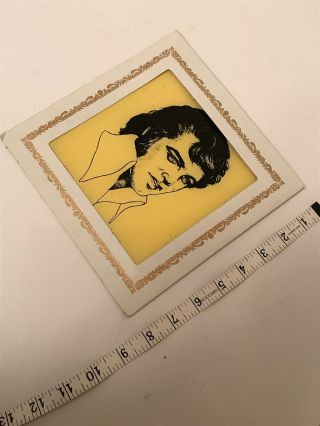 Elvis Carnival Prize Glass Mirror Style Cardboard Yellow Etching Image Rock Star 5