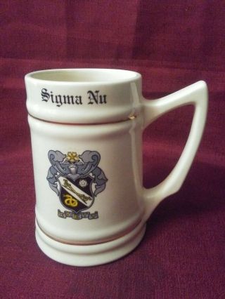 Vintage Sigma Nu Fraternity Ceramic Stein